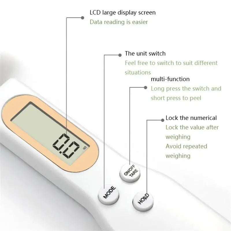 Digital Measuring Spoon with LCD Display - 500g/0.1g Precision Electronic Kitchen Scale for Coffee, Baking, and Cooking